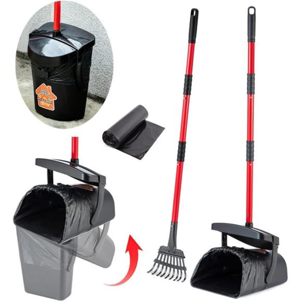 Pooper Scooper Large Swivel Bin & Rake for Large & Small Dogs Non-Breakable